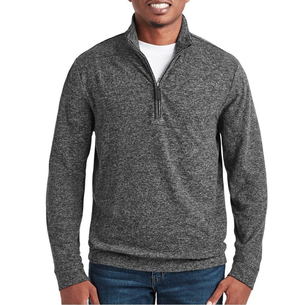 Members Mark Thermal Henley Mens dark Grey‎ Quarter Zip Pullover Sz XXL. NEW